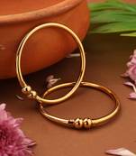 Gold-Plated Plain Bangles with Center Ball Accent