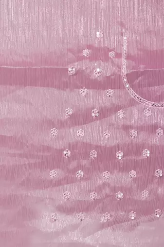 Lavender Sequence Resham Embroidered Silk Saree With Matching Blouse Piece