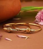 Gold-Plated Plain Bangles with Intricately Designed Center Ball