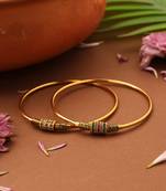 Gold-Plated Plain Bangles with Stone-Studded Center Ball