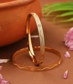 Gold-plated plain bangles with self-design pattern