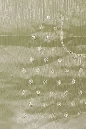 Green Sequence Resham Embroidered Silk Saree With Matching Blouse Piece