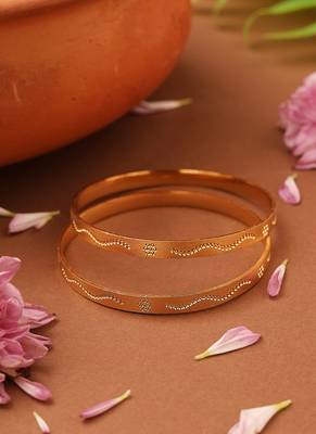Gold-plated plain bangles with self-design pattern 2