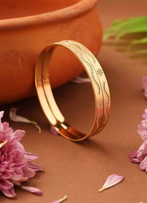 Gold-plated plain bangles with self-design pattern 3