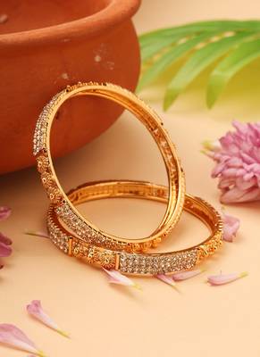 Gold-Plated Bangles with American Stone-Studded Design 2