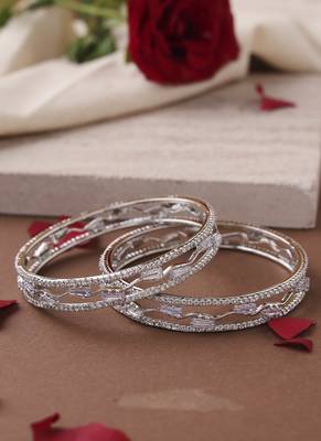 Silver-Plated Bangles with American Diamonds 1