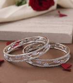 Silver-Plated Bangles with American Diamonds