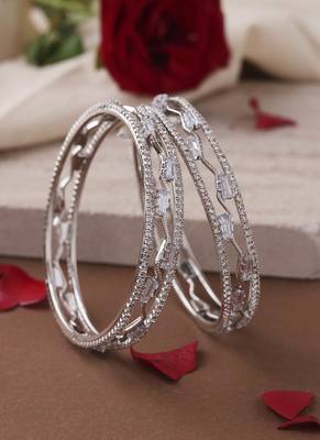 Silver-Plated Bangles with American Diamonds 2