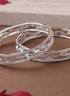 Silver-Plated Bangles with American Diamonds 3