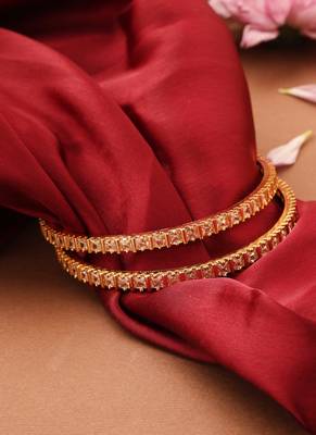 Set of 2 Gold-Plated Bangles with American Stone Studding 1