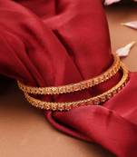 Set of 2 Gold-Plated Bangles with American Stone Studding