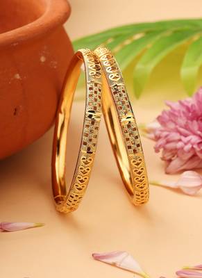 Gold-plated self-design bangles 1