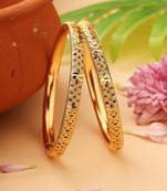 Gold-plated self-design bangles