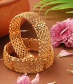 Gold-plated kada style bangles with round shape self-work design