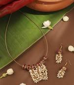 Invisible Necklace Set with Ball Accents and Pearl Danglers