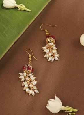 Invisible Necklace Set with Ball Accents and Pearl Danglers 5
