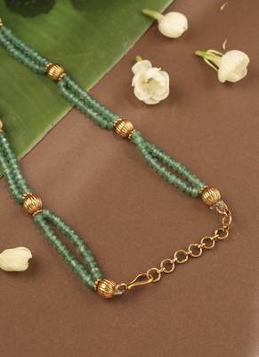 Gold-Plated Green Stone Necklace with Peacock Pendant 3