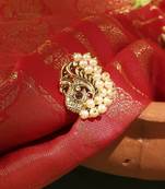 Bridal nath with peacock motif and pearl accents