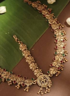 Gold-Plated Temple Style Floral Design Mata Patti 2