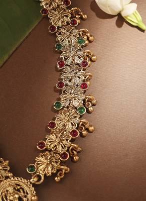 Gold-Plated Temple Style Floral Design Mata Patti 3