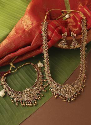 Gold-plated bridal necklace set in south indian style 4