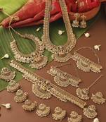 Gold-plated bridal necklace set in south indian style