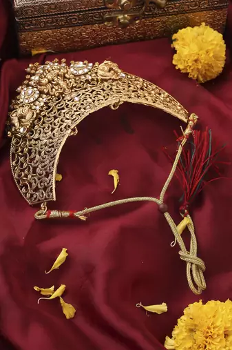 Gold-Plated Statement Choker Set with Lakshmi Motif and Intricate Designs