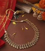 Gold-Plated Necklace Set with Peacock Motif Design