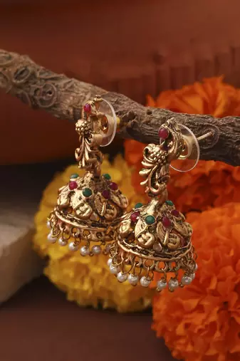 Gold-Plated Necklace Set with Peacock Motif Design