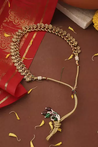 Gold-Plated Necklace Set with Peacock Motif Design