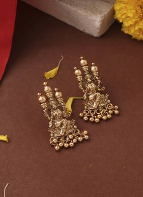 Gold-Plated Lakshmi Coin Necklace Set with Lotus Lakshmi Motif 5