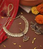 Gold-Plated Lakshmi Coin Necklace Set