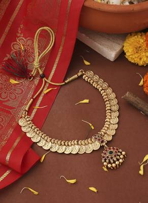 Gold-Plated Lakshmi Coin Necklace Set 2