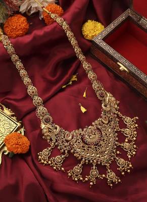 Grand Antique Gold Lakshmi Temple Necklace Set 2