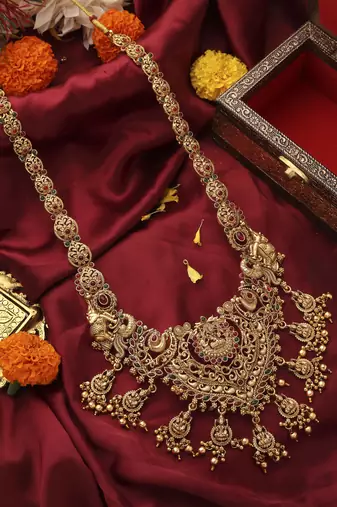 Grand Antique Gold Lakshmi Temple Necklace Set