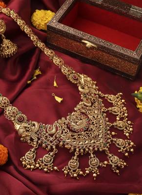 Grand Antique Gold Lakshmi Temple Necklace Set 3