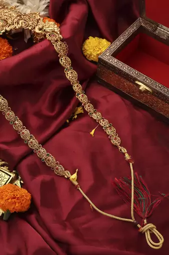 Grand Antique Gold Lakshmi Temple Necklace Set
