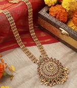 Antique Gold Circular Temple Pendant Necklace