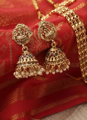 Antique Gold Circular Temple Pendant Necklace 4