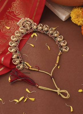 Gold-Plated Ganpati Motif Choker Necklace Set 4