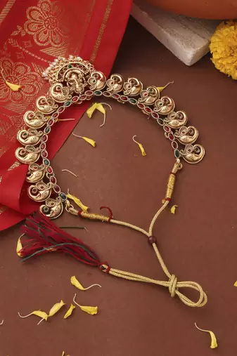 Gold-Plated Ganpati Motif Choker Necklace Set