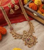 Temple Jewellery Long Necklace with Peacock Pendant