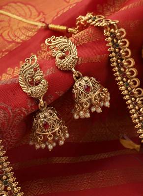 Temple Jewellery Long Necklace with Peacock Pendant 4