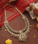 Antique Temple Jewellery Long Coin Necklace with Divine Pendant