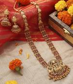 Temple Jewellery Long Necklace with Goddess Lakshmi Pendant