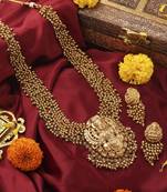 Antique Gold Lakshmi Necklace with Beaded Layers