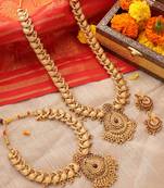 Gold-Plated South Indian Temple Necklace Set