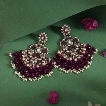 Purple color pakistani kundan earrings 1