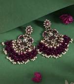 Purple color pakistani kundan earrings