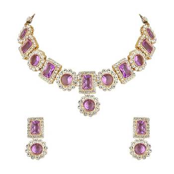 traditional stone studded necklace jewellery set 6